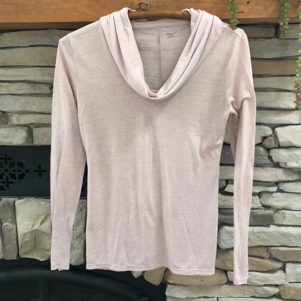 GAP Heather Lilac Cowl Neck Long Sleeve Tee Size Small